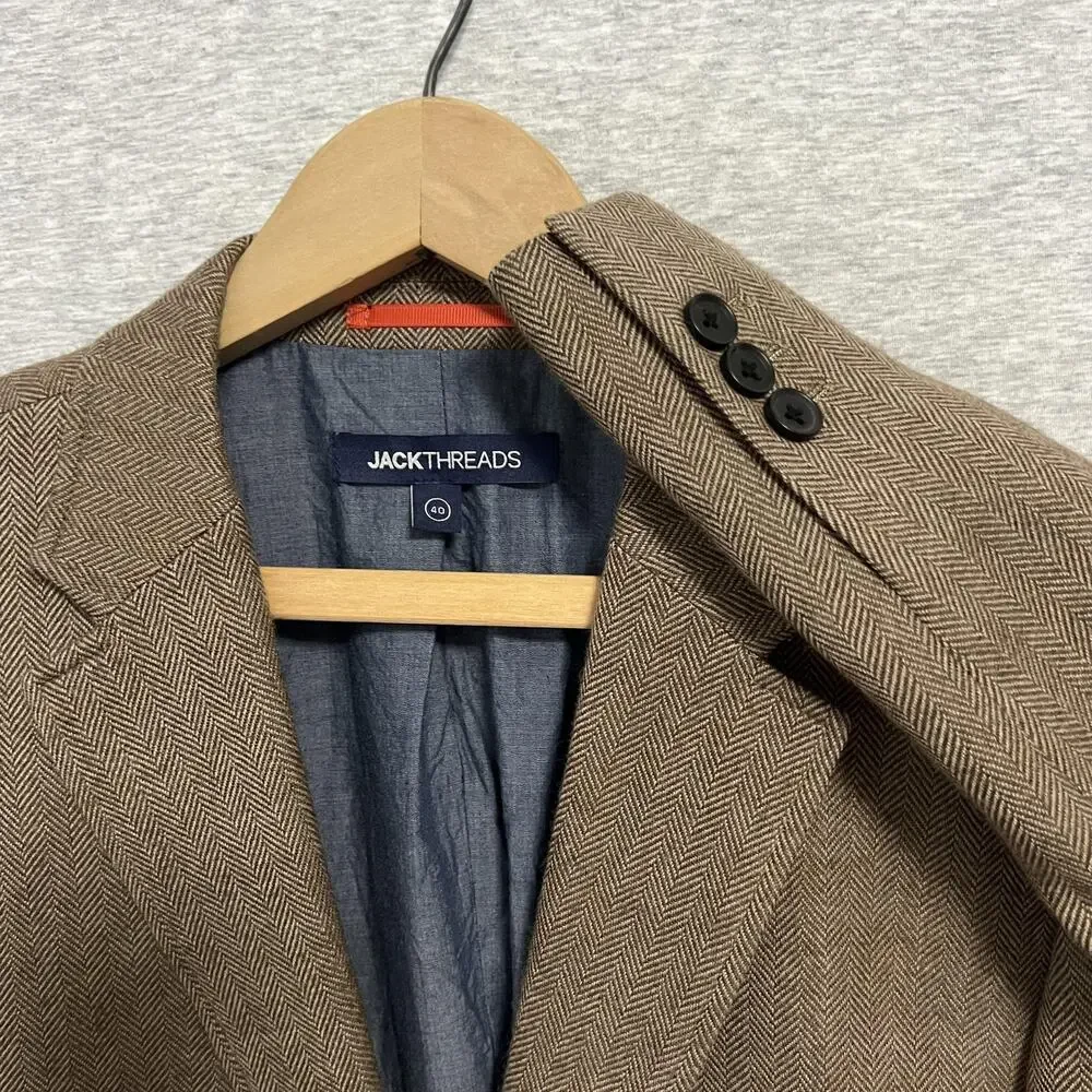 JackThreads Blazer Mens 40 Herringbone Wool Blend Sport Coat Modern Classic120‎